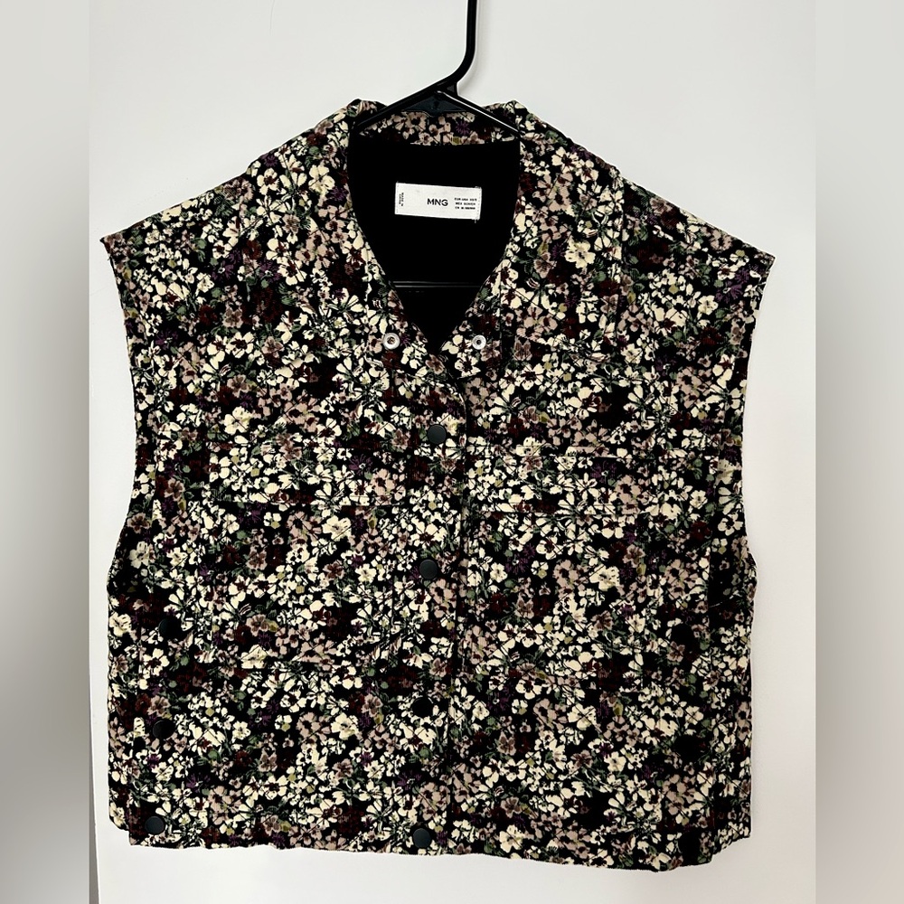 Flower velvet vest - xs/s - purple,green